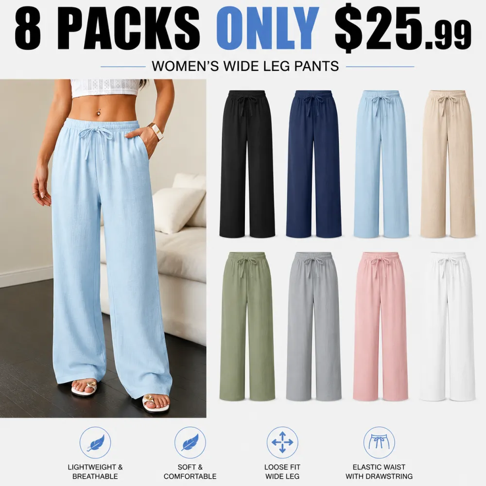 8 PACK Summer Beach Vacation Pants – Comfortable & Stylish