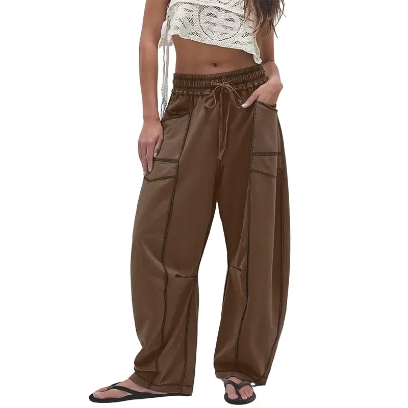6 PACK-$24.97 - Womens Barrel Sweatpants High Waisted Wide Leg Pants