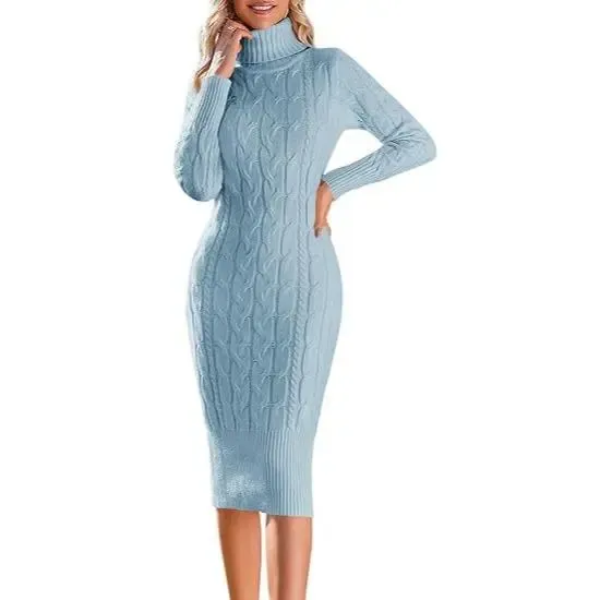 Women’s Long Sleeve Turtleneck Sweater Dress – Effortless Chic, Cozy Confidence | Winter Event