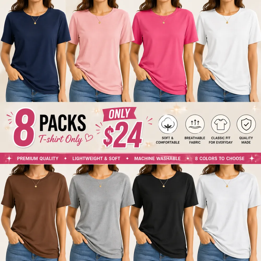[Limited time deal][Fast Shipping]Women's Short Sleeve T-Shirts Multipack
