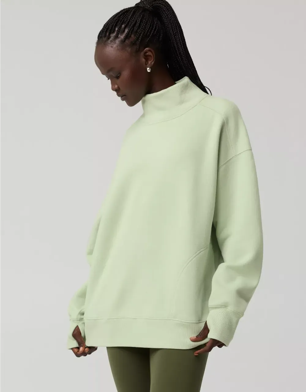6-Color 6-Set - $26.9 Cloud Fleece Oversized Mockneck Sweatshirt+Barrel Sweatpant Matching Sets