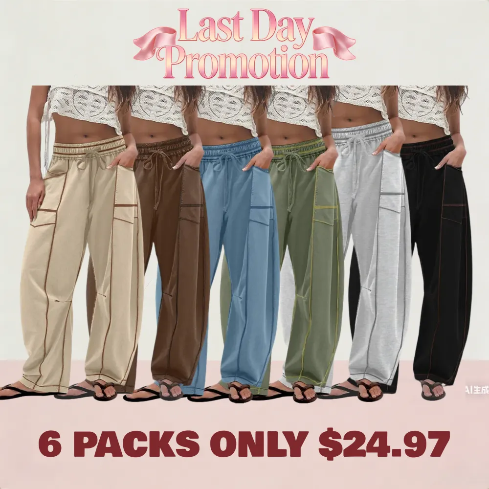 6 PACK-$24.97 - Womens Barrel Sweatpants High Waisted Wide Leg Pants