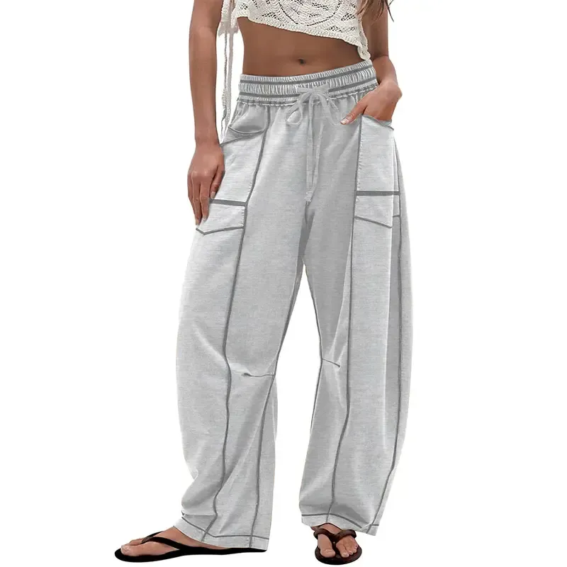 6 PACK-$24.97 - Womens Barrel Sweatpants High Waisted Wide Leg Pants