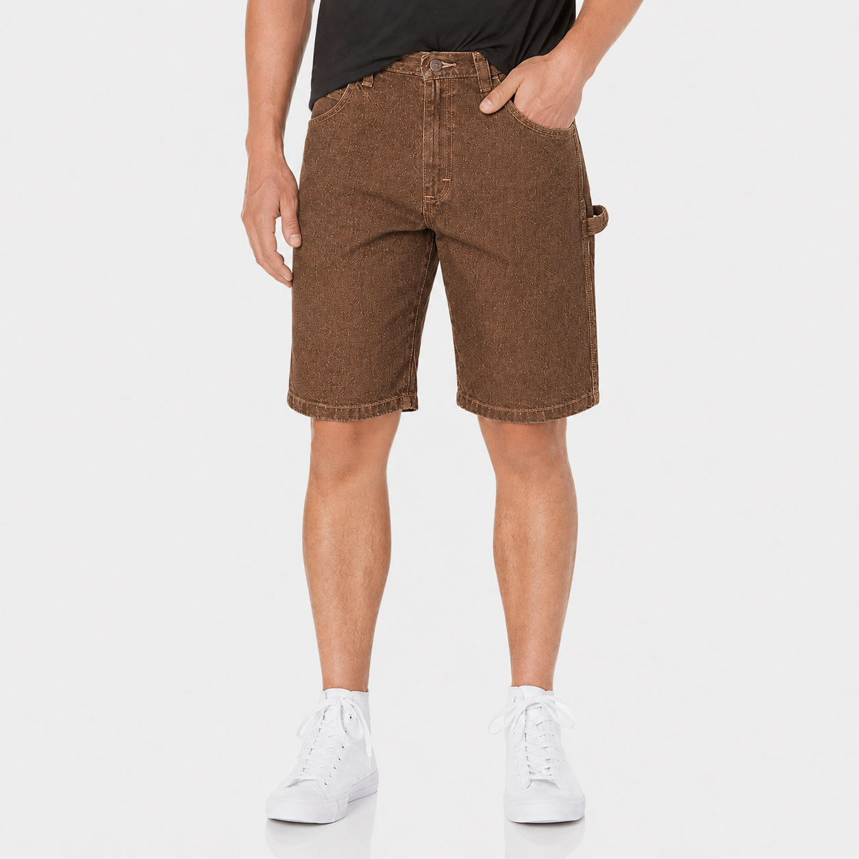 Tobacco Brown Denim carpenter shorts front view