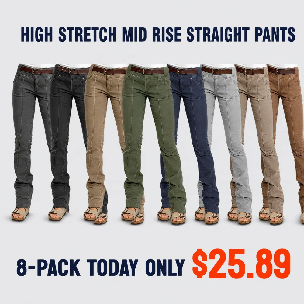 8 PACK Women’s High Stretch Mid Rise Pants
