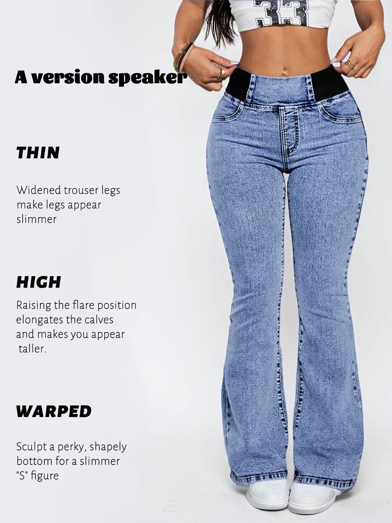GILIPUR Y2K 2026 Women's Back Shirred Jeans,Mid-To-High Waist Elasticity Waist Flared Jeans,With Pockets,Light Blue Washing Process,Women's Bell-Bottoms Wide-Leg Jeans,Waist-Cinching Design,Yes Denim,Bootcut Jeans,Yess Denim,Red Boots Outfit Tiana,T-Chic