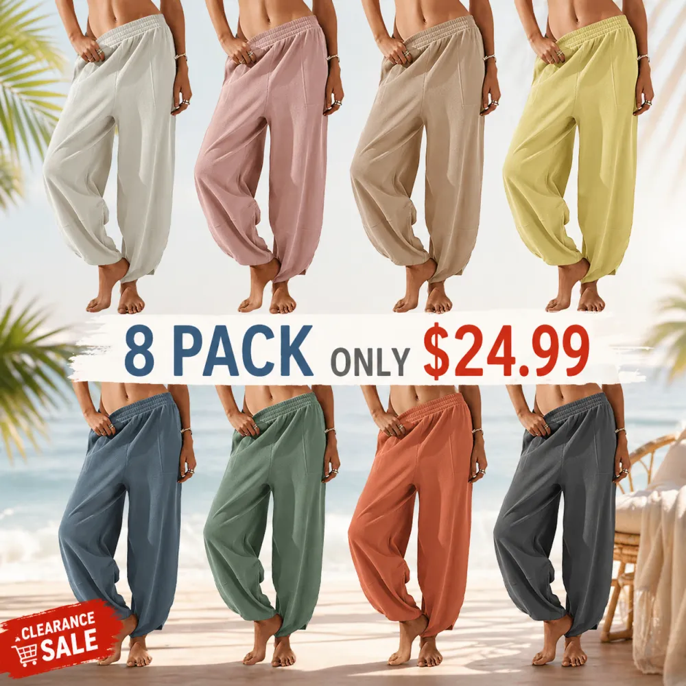 [XS-6XL]Summer Casual Wide Leg Pants – Women’s Baggy Elastic Waist Trousers