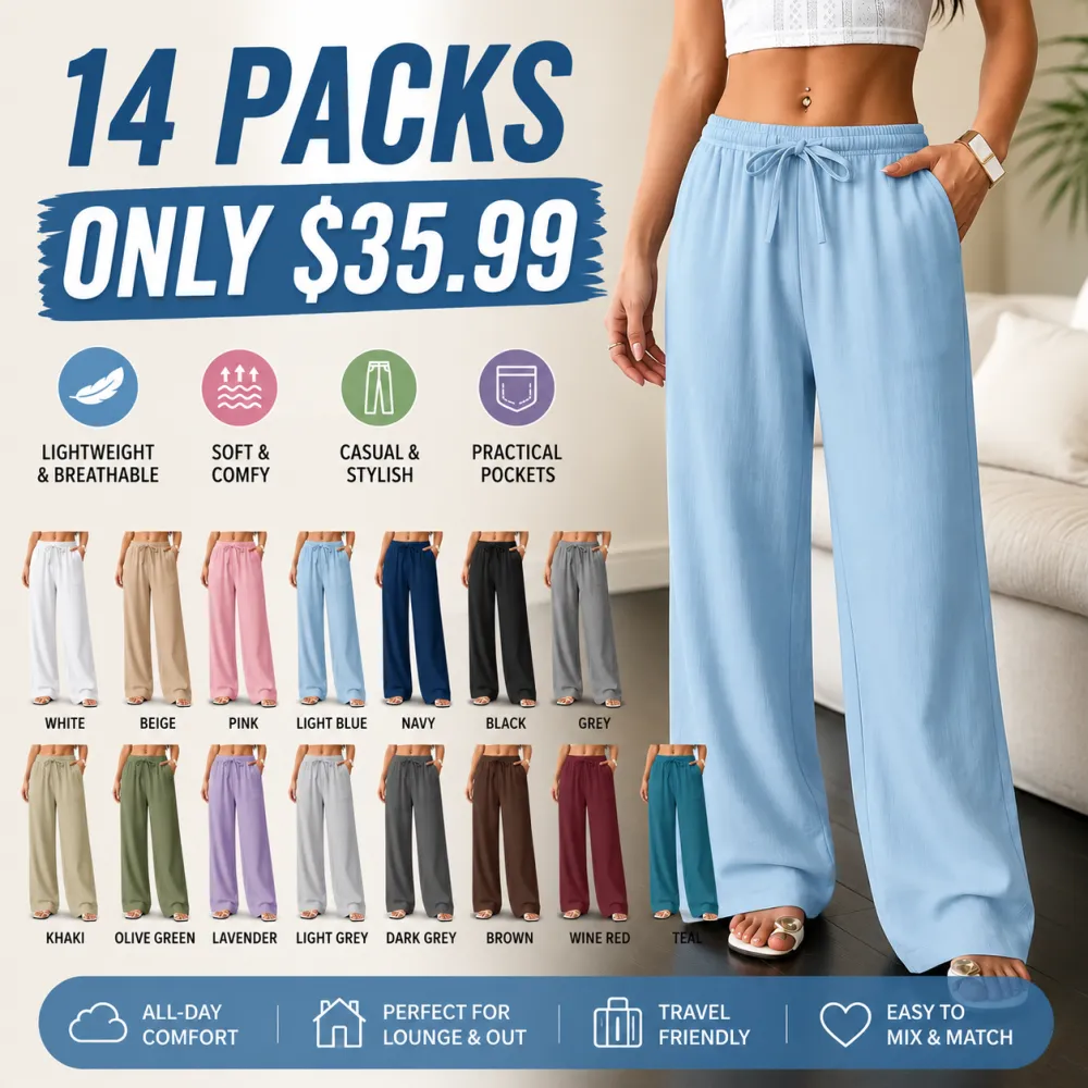 8 PACK Summer Beach Vacation Pants – Comfortable & Stylish