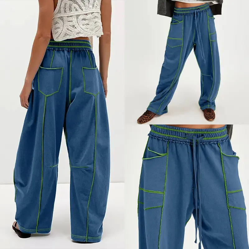 6 PACK-$24.97 - Womens Barrel Sweatpants High Waisted Wide Leg Pants