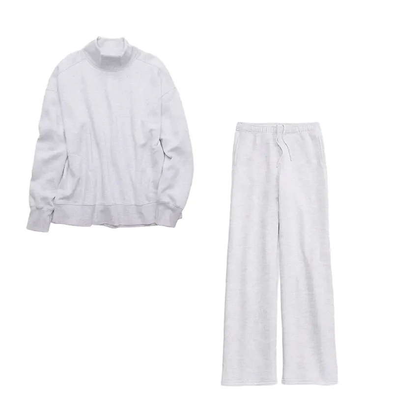 6-Color 6-Set - $26.9 Cloud Fleece Oversized Mockneck Sweatshirt+Barrel Sweatpant Matching Sets