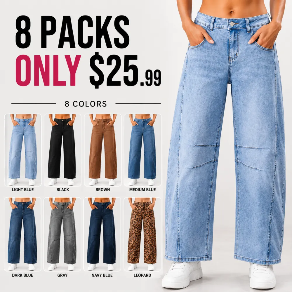 8 PACK Trendy High Waist Wide Leg Jeans – Summer Must-Have!