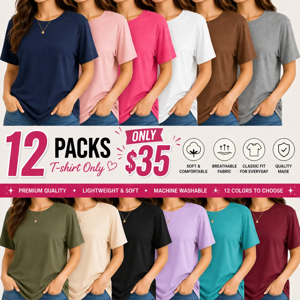 [Limited time deal][Fast Shipping]Women's Short Sleeve T-Shirts Multipack