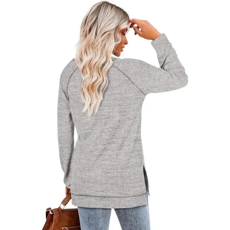 Women's belted top, long-sleeved shirt