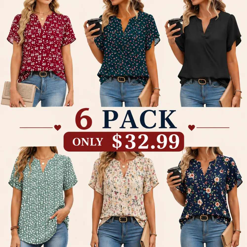 Casual V-Neck Chiffon Blouse for Women