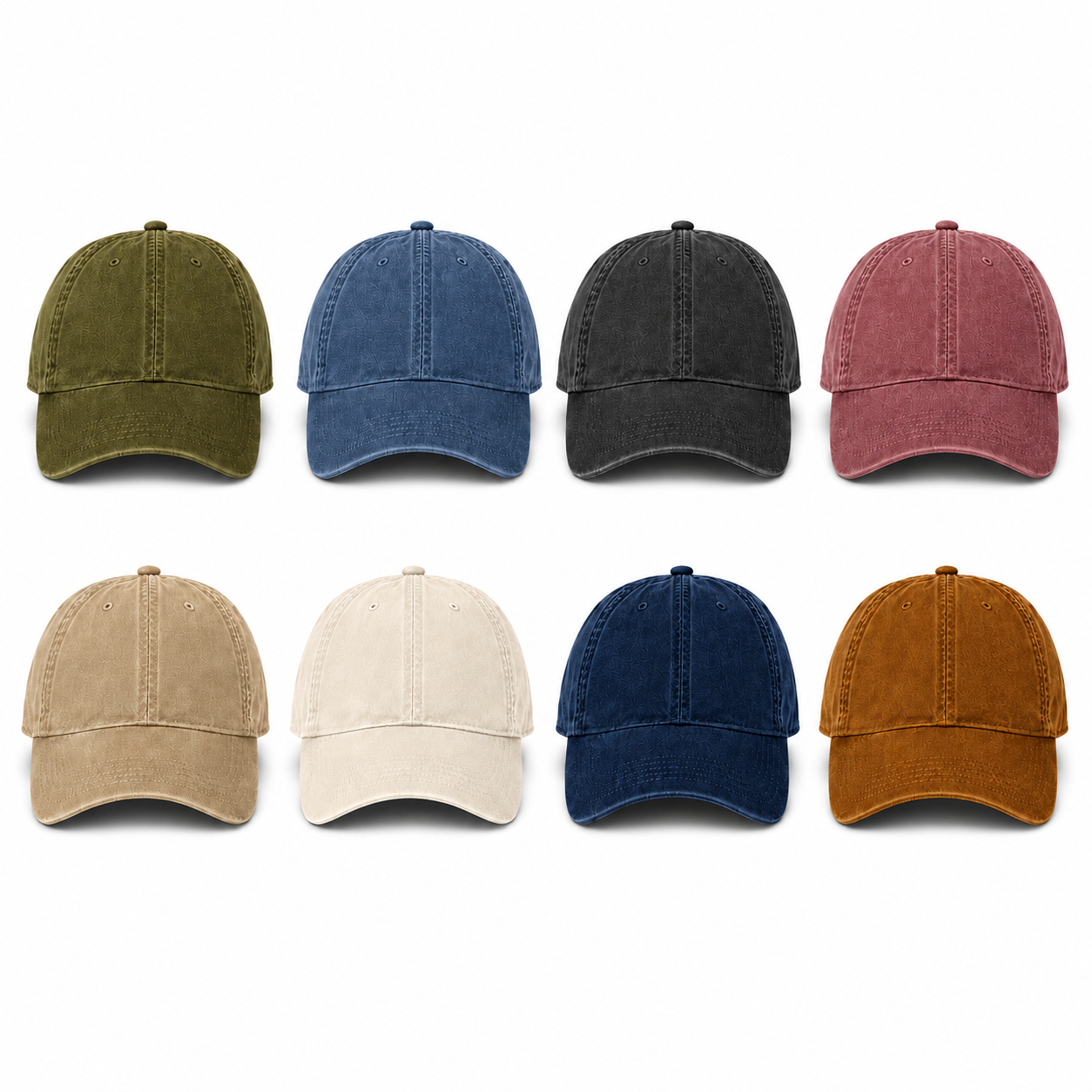 Mixed 8-Pack adjustable washed canvas cap set in eight colors