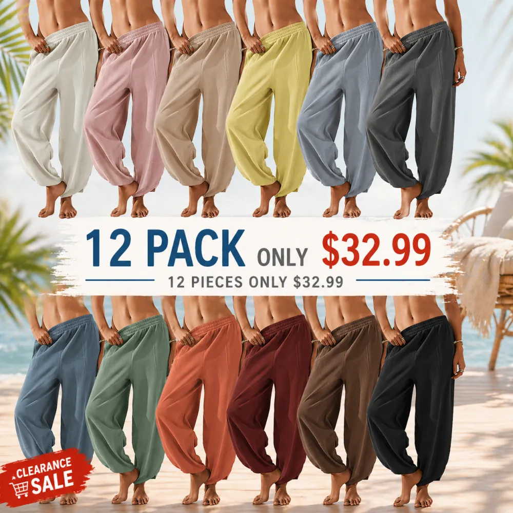 [XS-6XL]Summer Casual Wide Leg Pants – Women’s Baggy Elastic Waist Trousers
