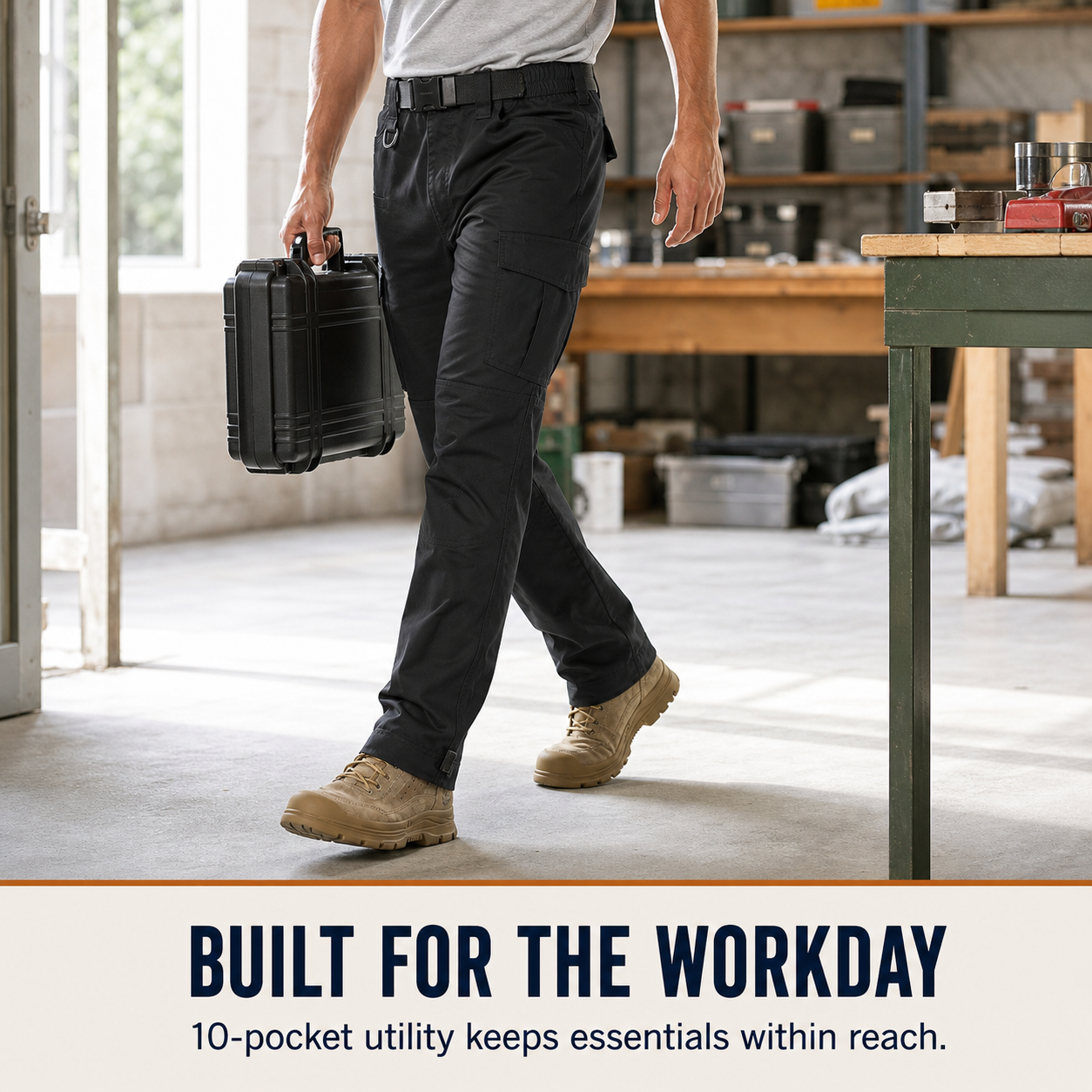 Lightweight ripstop tactical work pants worn during a practical workday