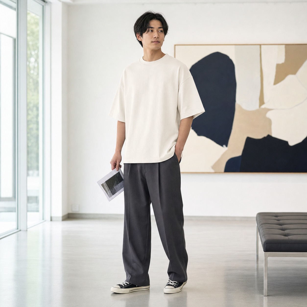 Off White heavyweight oversized cotton T-shirt in a gallery