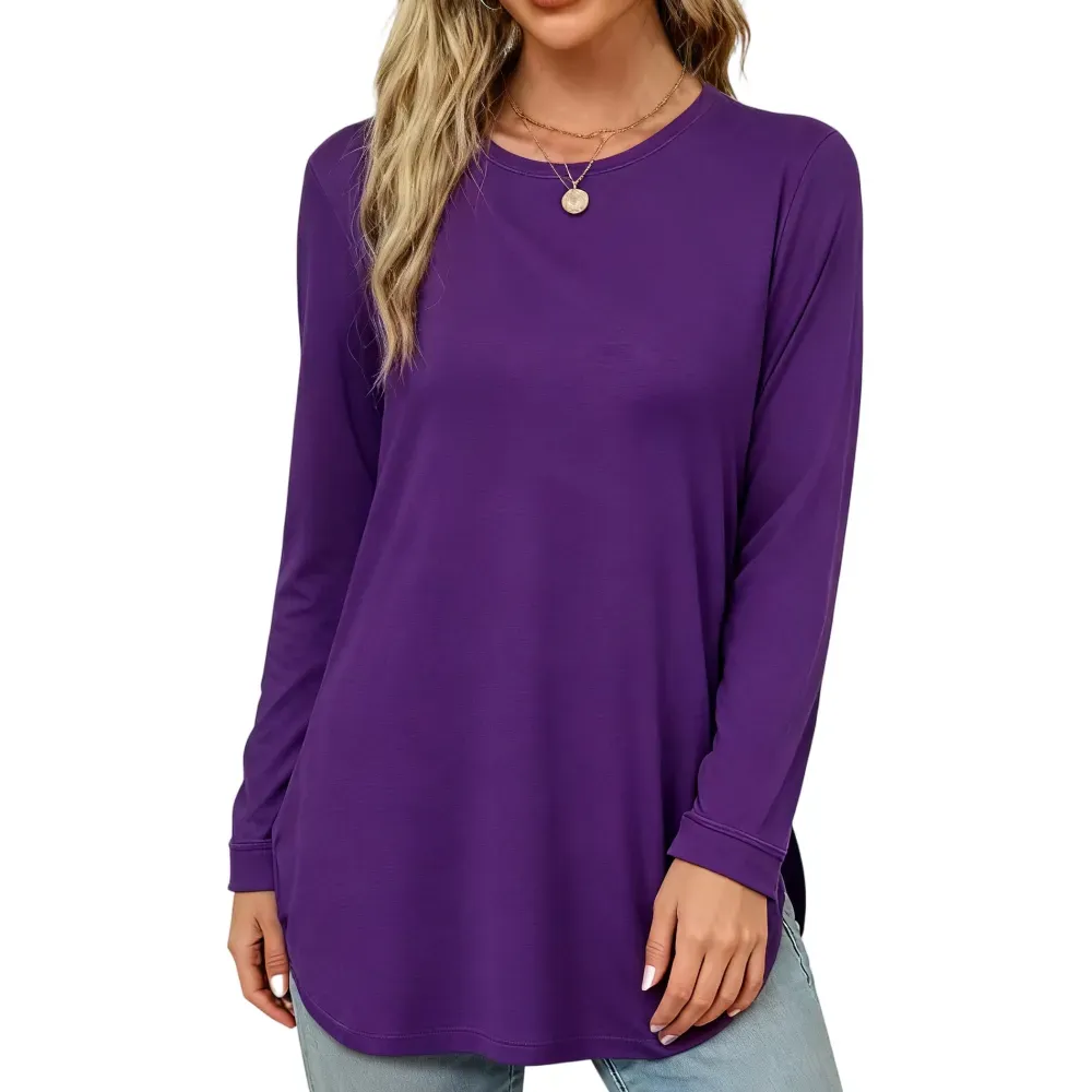 Women's belted top, long-sleeved shirt