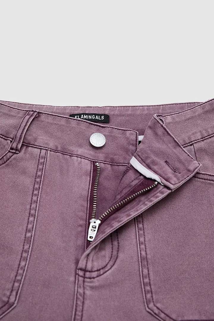 Flap Pocket Stitch Detail Mid Waist Straight Leg Capri Pants gallery 7