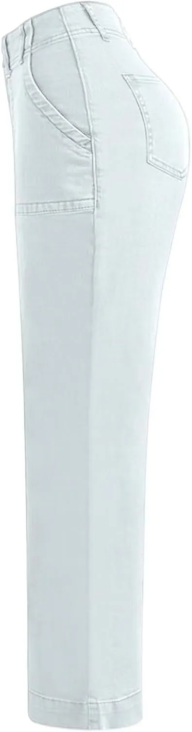 Double Button Mid Waist Straight Leg Pants