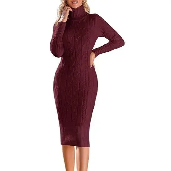 Women’s Long Sleeve Turtleneck Sweater Dress – Effortless Chic, Cozy Confidence | Winter Event