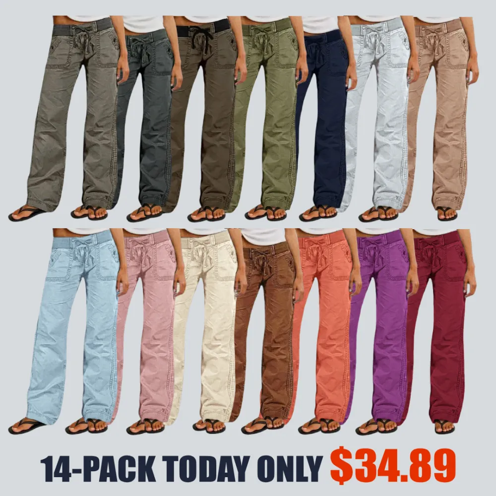 8 PACK Women's High Stretch Mid Rise Straight Pants