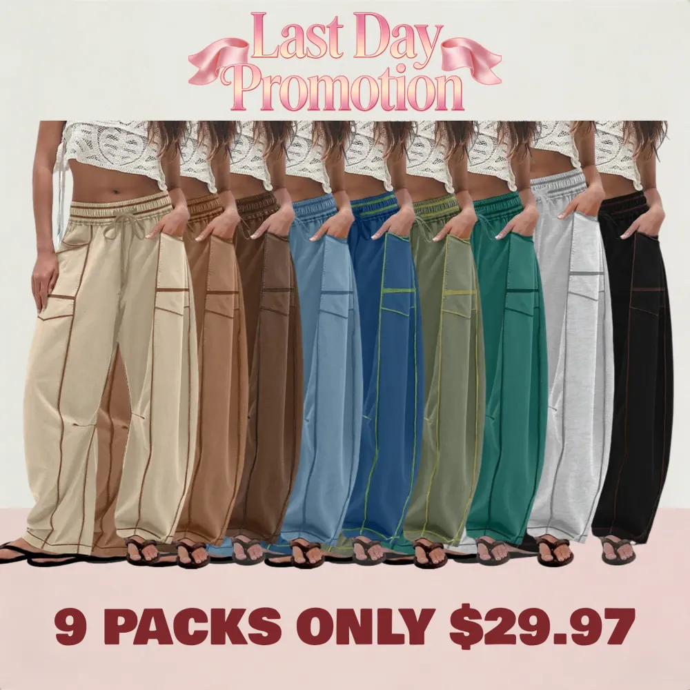6 PACK-$24.97 - Womens Barrel Sweatpants High Waisted Wide Leg Pants