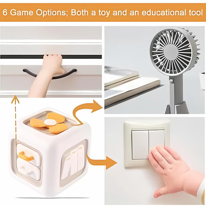Busy Cube Montessori – 6-in-1 Educational Toy for Toddlers | Travel Fun for Ages 1–3