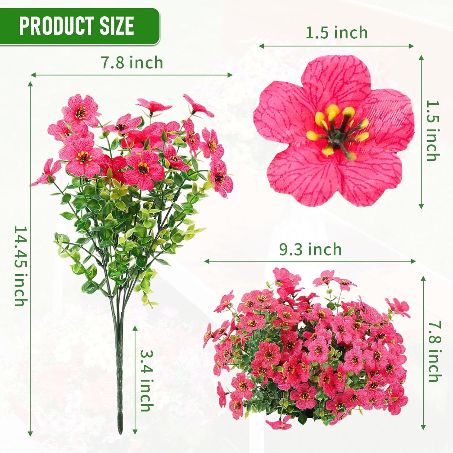 14Pcs No-Watering Artificial Hydrangea Flowers – Lifelike Never Fade – Sun-Resistant for Balcony Windowsill Outdoor Decor