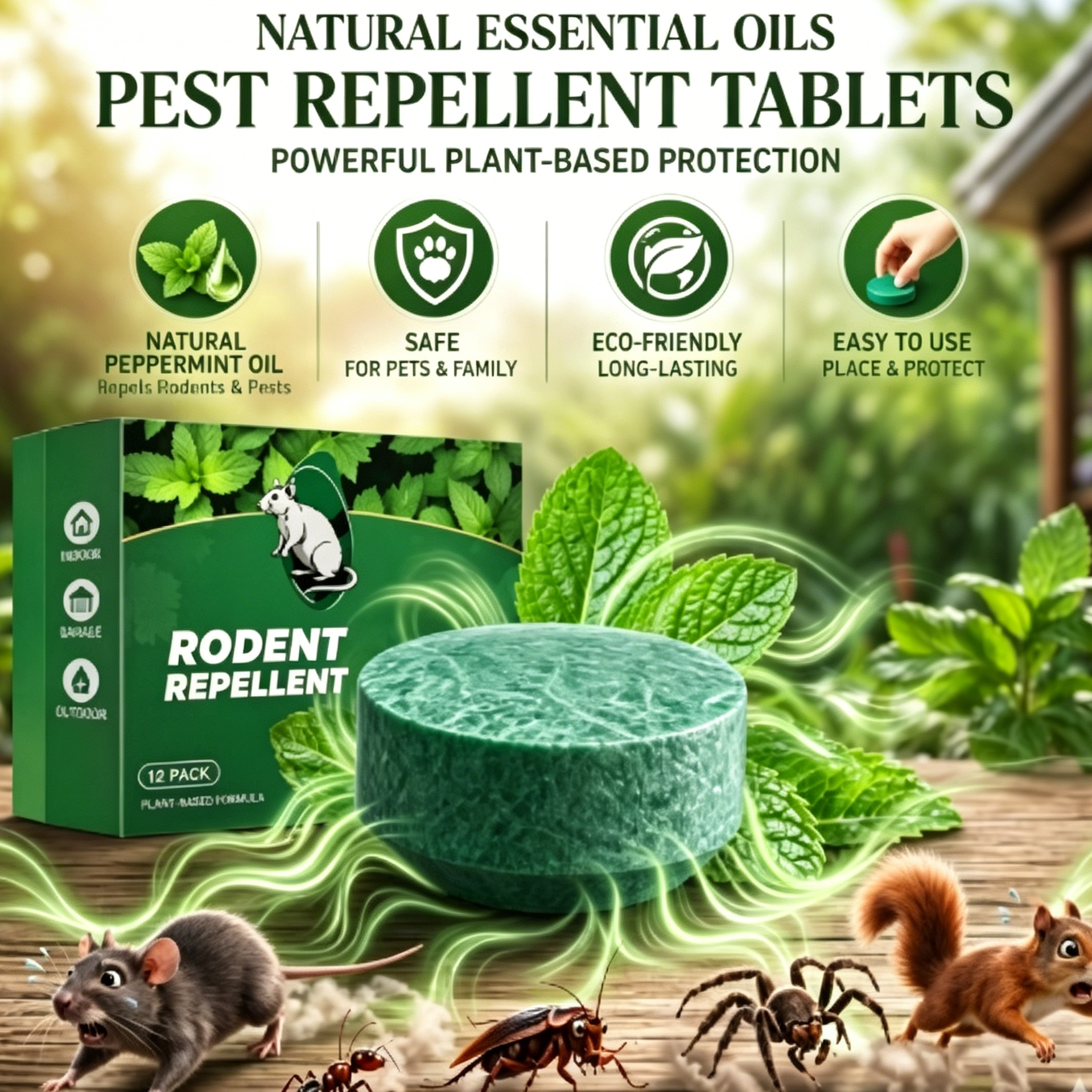 🌿 Natural Pest Repellent – Drives Away Rats, Roaches, Ants, Spiders & More Without Poison or Chemicals