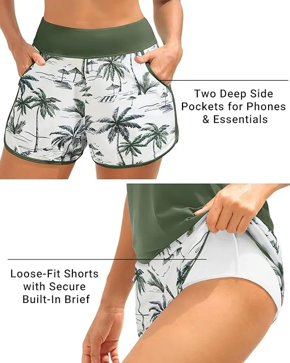 Sporty Tummy Control 3 Piece Tankini Set with Pockets