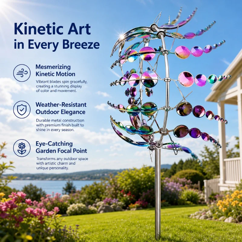 Vibrant Spinning Yard Art