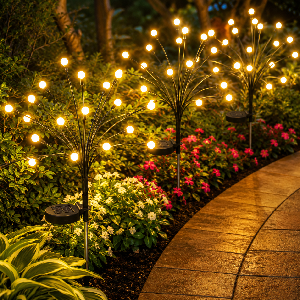 Outdoor Solar Firefly Garden Lights Waterproof 4 Pack