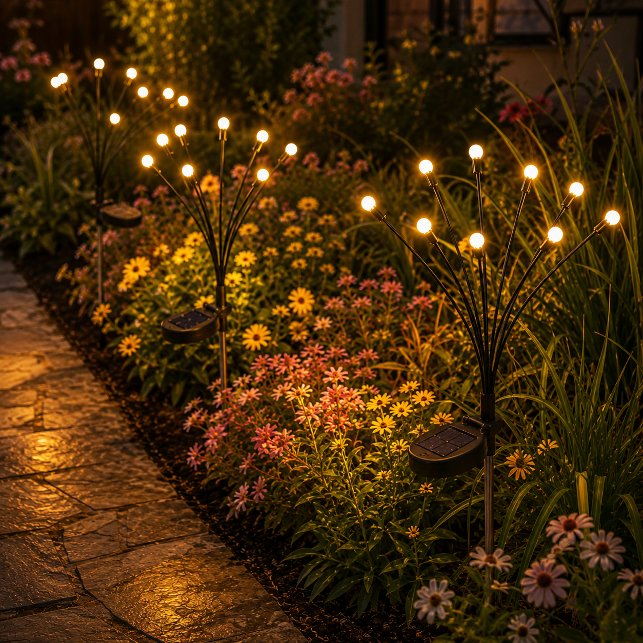 Outdoor Solar Firefly Garden Lights Waterproof 4 Pack