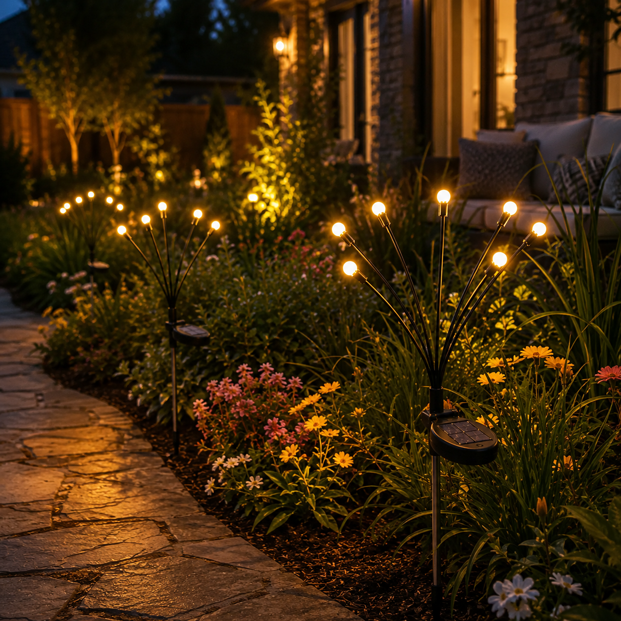 Outdoor Solar Firefly Garden Lights Waterproof 4 Pack