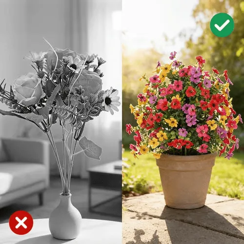 UV-Resistant Artificial Violet Garden Stakes – Year-Round Color with Zero Maintenance