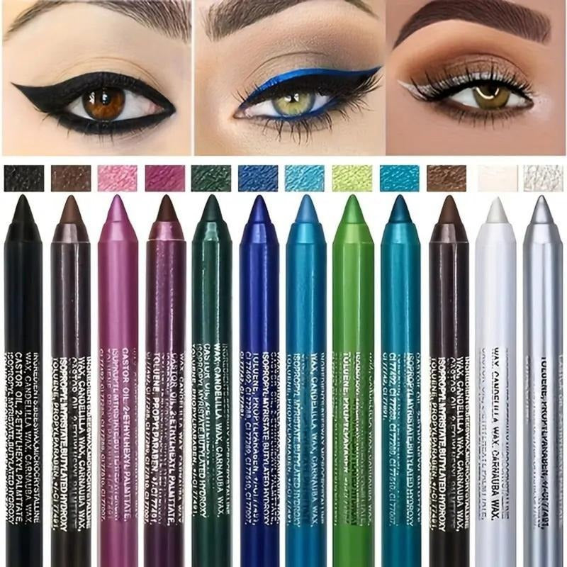 12-Color Waterproof Eyeliner Pencil Set – Multi-Use Makeup Pencils, Creamy Blendable Eye, Lip & Brow Liner