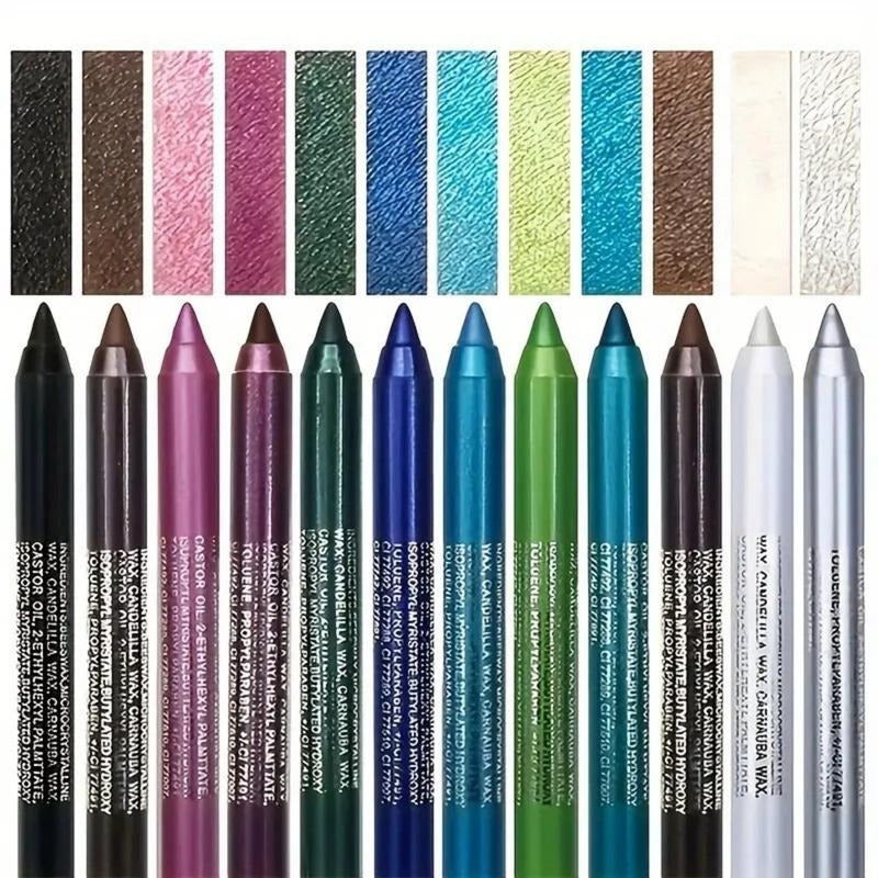 12-Color Waterproof Eyeliner Pencil Set – Multi-Use Makeup Pencils, Creamy Blendable Eye, Lip & Brow Liner