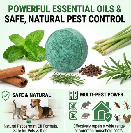 🌿 Natural Pest Repellent – Drives Away Rats, Roaches, Ants, Spiders & More Without Poison or Chemicals