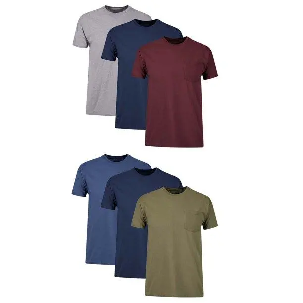 Men's Value Pack Assorted Pocket T-Shirt Undershirts, 6 Pack