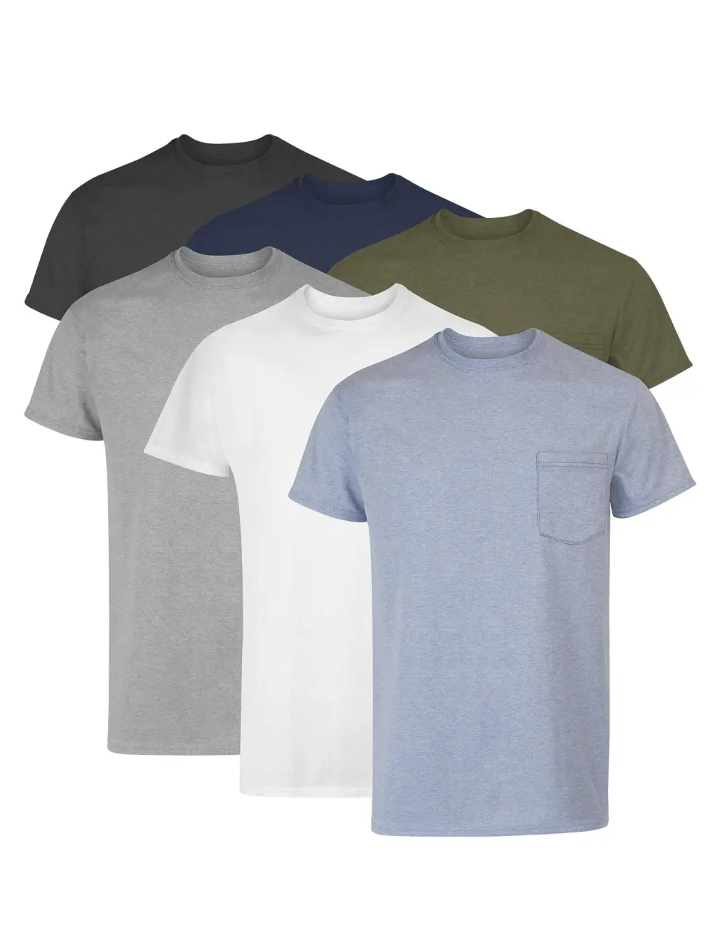 Men's Value Pack Assorted Pocket T-Shirt Undershirts, 6 Pack