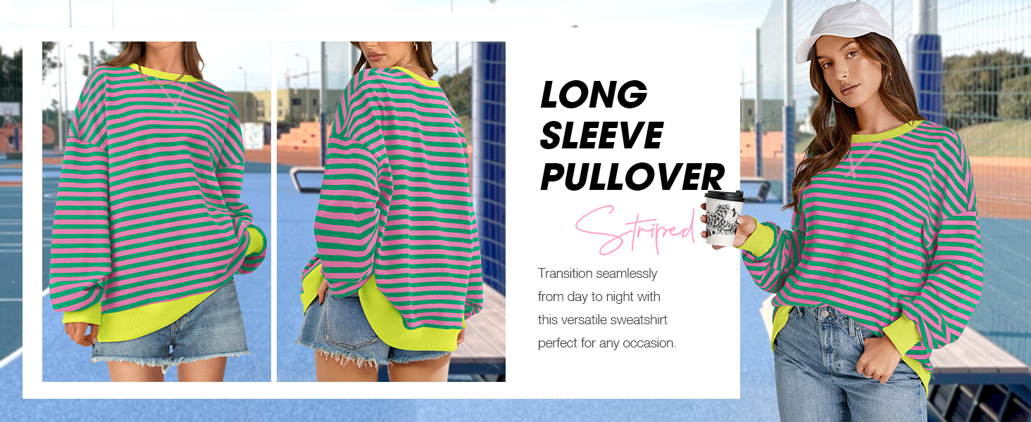sweatshirt for women, striped shirt women, long sleeve tops
