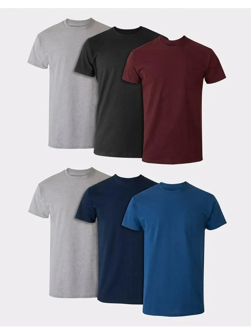 Men's Value Pack Assorted Pocket T-Shirt Undershirts, 6 Pack