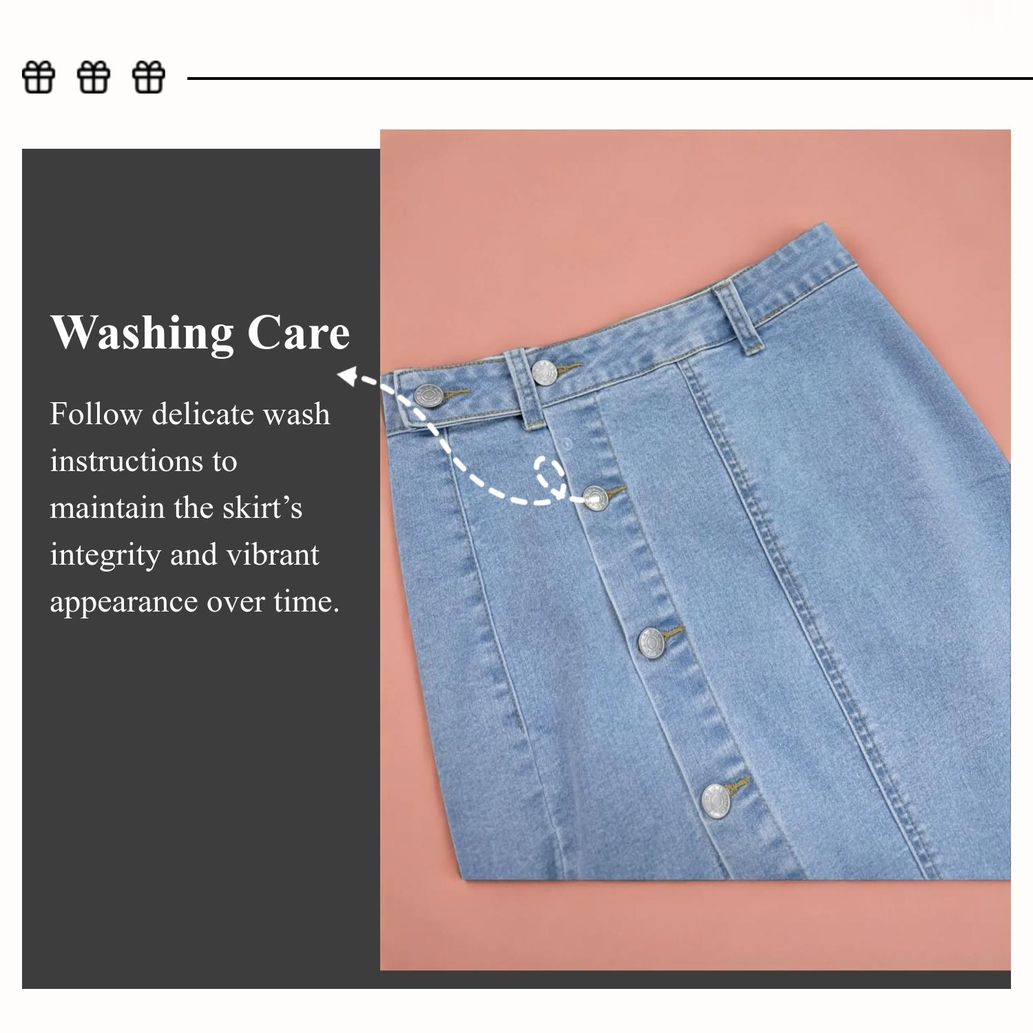 OBlue Jeans Women's  Button Front Light Wash Denim Split Hem Skirt, Casual Fashion Fitted Skirt for Daily Wear, Ladies Bottoms for All Seasons, Button Fly Skirt, T-Chic