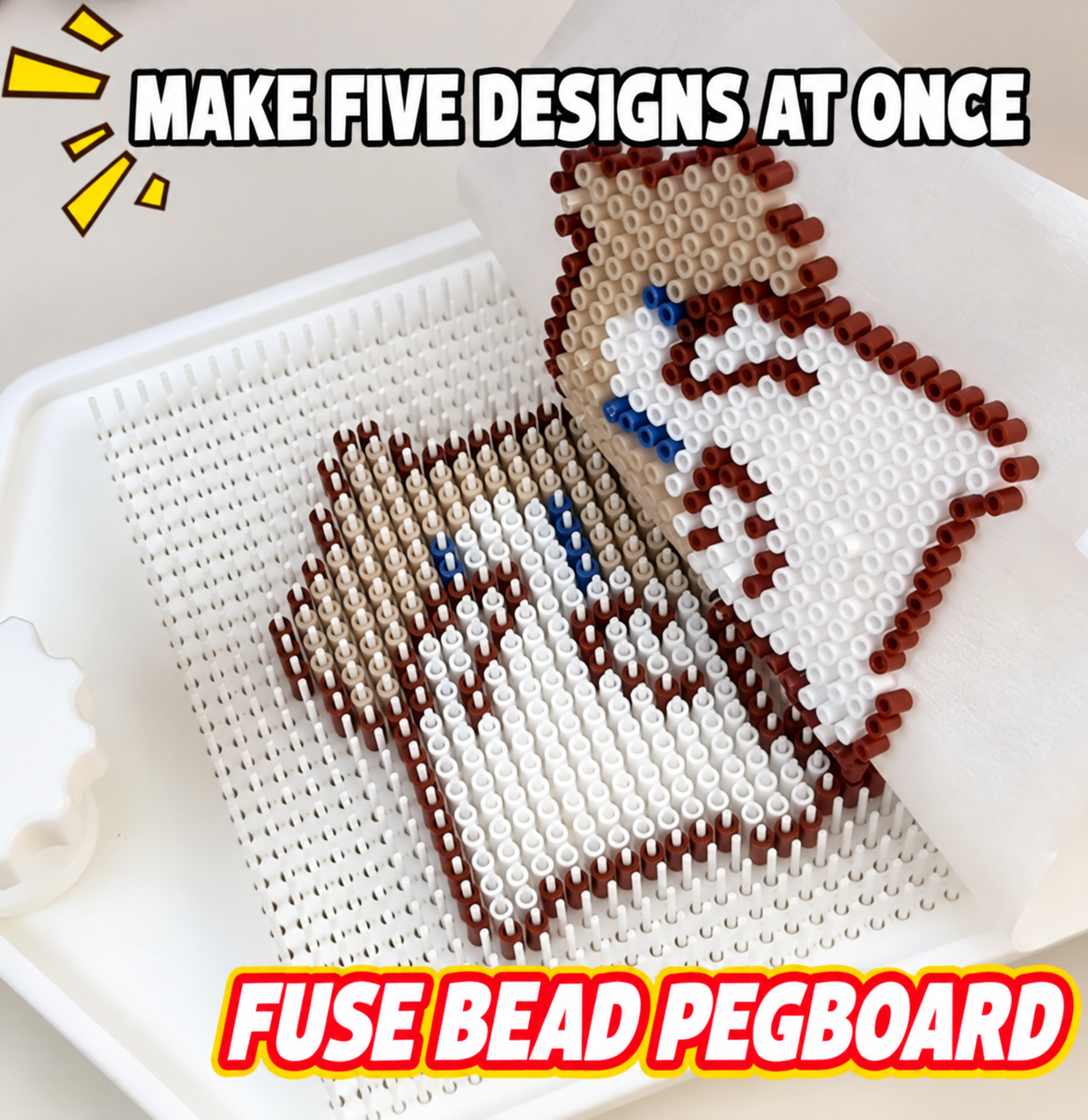 【Fuse Bead Pegboard】Extra-Long 5-Layer Bead Board, Anti-Stringing & Anti-Jamming 3D Bead Placement Tool for High-Volume Crafting
