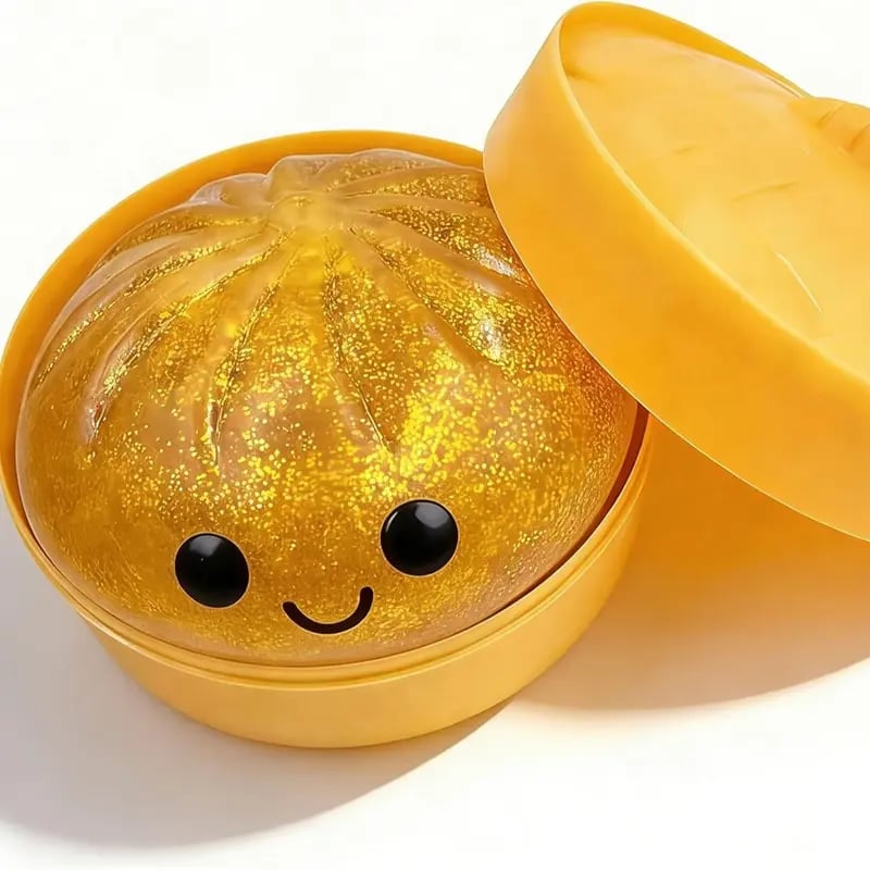 Glitter Dumpling Squishy Toy - Mega Rainbow Decompression Dough in Steamer Box