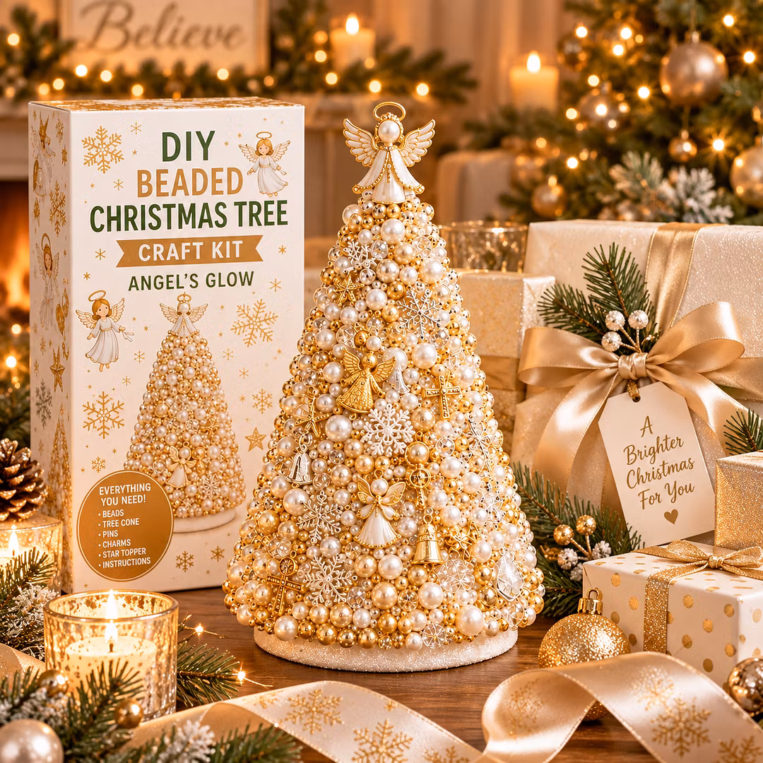 DIY Beaded Pearl Art Christmas Tree – Ornament Kit Holiday Decor