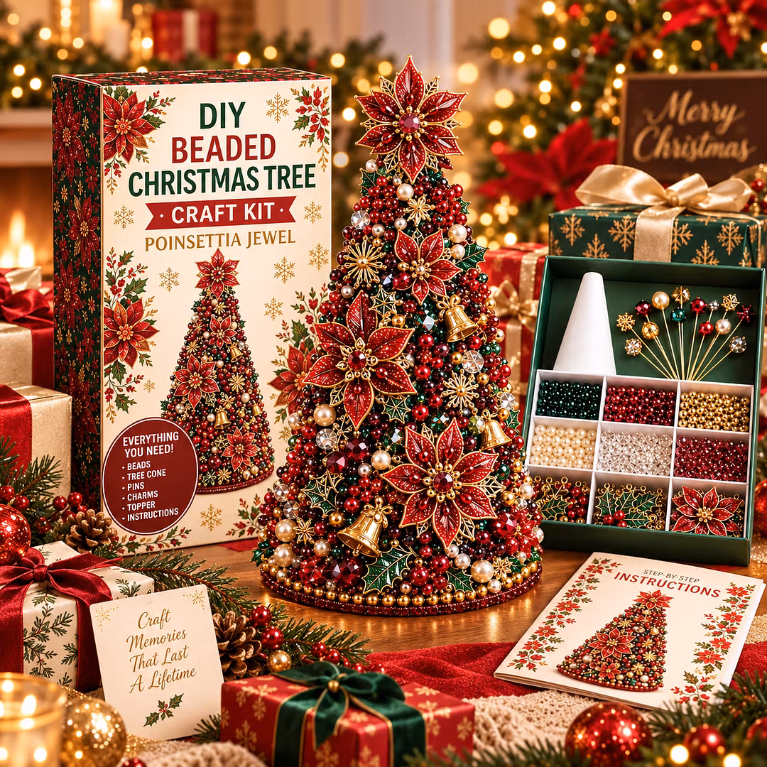 DIY Beaded Pearl Art Christmas Tree – Ornament Kit Holiday Decor