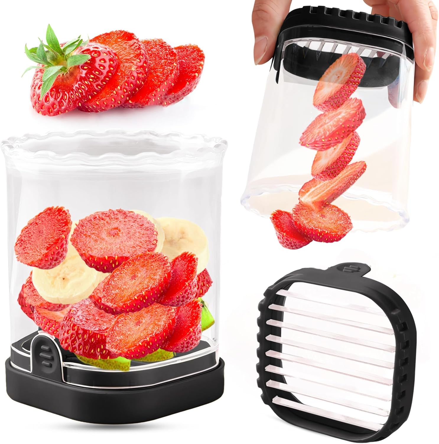 Creative Strawberry & Fruit Slicer - Detachable Cutter with Push Plate